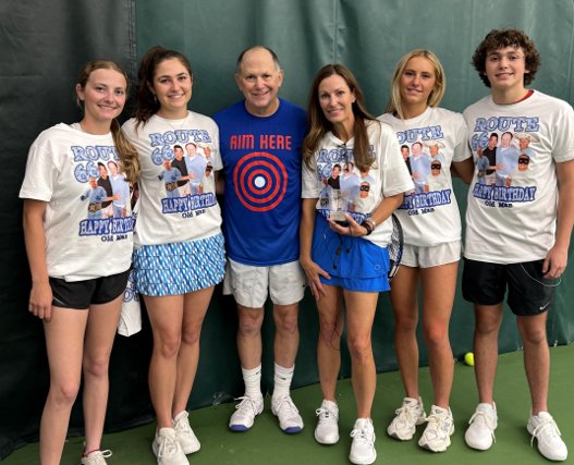 Dr. David Roberts with his family on the tennis court